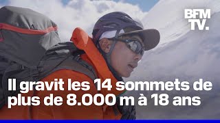 À 18 ans un alpiniste népalais devient le plus jeune à franchir les 14 sommets de plus de 8000 m [upl. by Hudnut251]