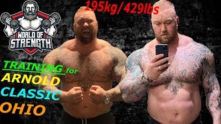 Hafthor Bjornsson TRAINING for the ARNOLD STRONGMAN CLASSIC OHIO [upl. by Ylicic]