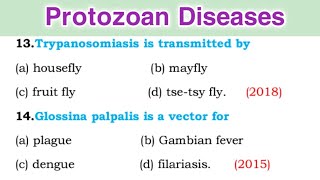 Parasitology MCQ Questions  Protozoan disease MCQ [upl. by Ransom]