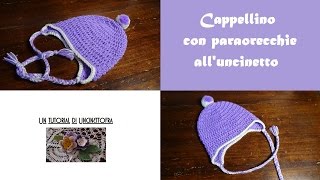 cappellino con paraorecchie alluncinetto tutorial [upl. by Enomed485]