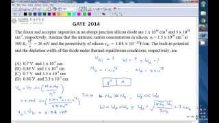 GATE 2014 ECE Built in potential and width of depletion region of abrupt PN junction [upl. by Sokil]