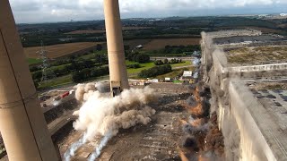 Ferrybridge Power Station Boiler Bunker Bay and Two 2 Chimneys – Controlled Demolition Inc [upl. by Yramanna]