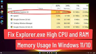 Fix Explorereexe High CPU and RAM Memory Usage Problem In Windows 1110 [upl. by Doownelg]