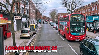 Ride the London Bus 32 in winter Journey through northwest London from Kilburn Park to Edgware 🚌 [upl. by Curr585]