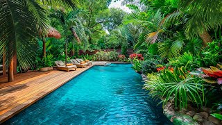 Relaxing Tropical Villa with Swimming Pool Ambience The Sound of Birds Water For Reduce Stress [upl. by Gnehp]