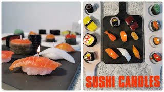 DIY Sushi Candles In 3 Ways  Rolled Beeswax Candle Making Tutorial  寿司蜡烛3种制作方式 [upl. by Ylrebme]