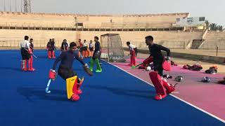 Hockey Goal Keeping Training under Olympic Champion Goal Keeper Shahid Ali Khan [upl. by Larner]