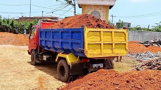 Dump TrukMobil Truk Tanah Toyota Dyna Muatan Full Bak Jomplang Tanah Timbunan Merah [upl. by Kuhlman]