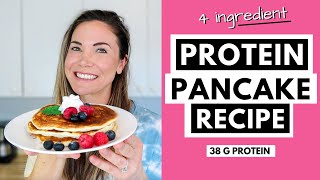 PROTEIN POWDER PANCAKES only 4 ingredients amp no banana Easy Protein Pancakes [upl. by Zoi92]