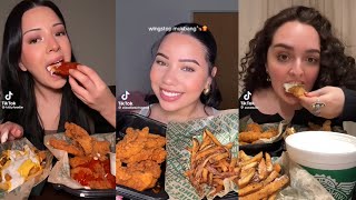 WINGSTOP MUKBANG ASMR TIKTOK FOOD COMPILATION  LUNA ASMR [upl. by Anirbus]