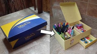 How to make organizer with shoe boxCardboard craftsemankajahan [upl. by Jovitta]