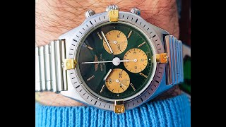 Rarest Breitling Callisto Panda Green Dial Chronograph Lemania 1873 Rotating Bezel Original Bracelet [upl. by Sesom988]