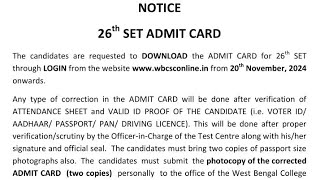 26th WB SET Admit Card Published Download Your Admit Card  Target WB SET [upl. by Meeka]