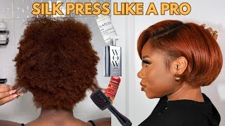 How To Silk Press Like A Pro On Short Natural Hair Without Frizzing Wash Day  Chev B [upl. by Ignatius]