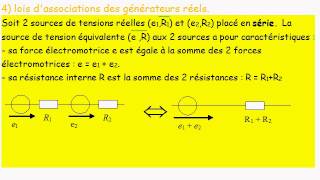 circuit en régime continu  V4 loi dassociation de générateurs [upl. by Radack133]