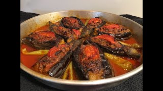 KARNI YARIK  Aubergineschotel met gehakt Turkisch stuffed Eggplant [upl. by Noirad]