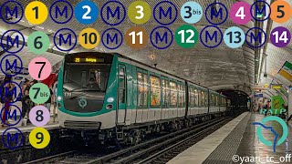 Paris France 🇫🇷 les 16 lignes du Métro Parisien en 2023 All metro lines [upl. by Annnora284]