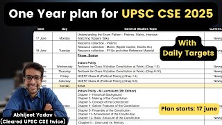 Strategy for UPSC 2025  12 months Plan for UPSC CSE 2025 with Daily targets [upl. by Oam]