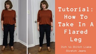 Tutorial How To Take In A Flared Jean Leg [upl. by Ikceb]