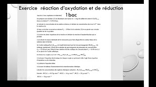 exercice doxydationeréduction 1 bac [upl. by Notyep]