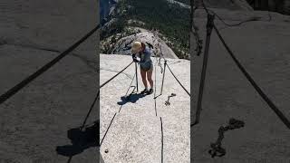 DESCENDING THE DEADLY HALF DOME CABLES 🏞️  hikingadventures [upl. by Daeriam395]