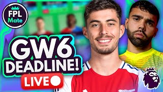 FPL GW6 DEADLINE STREAM ⏰ FINAL TEAM amp EARLY TEAM NEWS 🚨  Gameweek 6 Fantasy Premier League 2425 [upl. by Secrest]