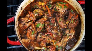 The Ultimate Jamaican Brown Stew Chicken  CaribbeanPotcom [upl. by Herschel148]