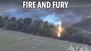 Watch moment Ukraine uses fleshmelting ‘flamethrower drone’ to burn Russians out of trees [upl. by Claud]