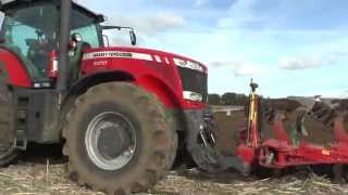 Ploughing in 2015 with a Massey Ferguson 8650 and 2 front furrow plow and 5 furrow Kverneland plow o [upl. by Leahcimauhsoj]