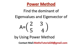 Find Dominant Eigenvalue and Eigenvector by Using Power Method l power method Numerical Method1 [upl. by Novaelc]