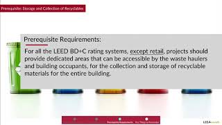 LEED Prerequisite Storage and Collection of Recyclables  LEED AP BDC V4 Exam Prep [upl. by Iden]