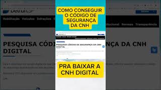 CÓDIGO DE SEGURANÇA DA CNH COMO CONSEGUIR ONLINE NO SITE DETRAN SP cnhdigital [upl. by Ssitruc]