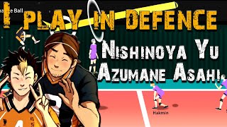 The Spike Volleyball 3x3 Nishinoya Yū and Azumane Asahi Karasuno I play in defence [upl. by Gona]