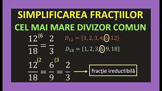 SIMPLIFICAREA FRACTII ORDINARE IREDUCTIBILE CEL MAI MARE DIVIZOR COMUN MATEMATICA CLASA 5 EXERCITII [upl. by Marjy105]