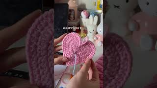 How to Crochet a Pink Heart Trinket Tray crochet beginnercrocheter crochetpatterns [upl. by Ainos]