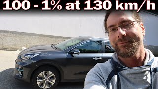 Kia eNiro  Full range test at 130 kmh [upl. by Monia]