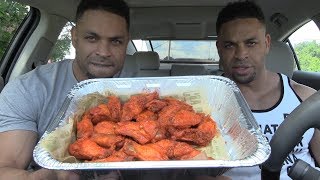 Eating Wingstop Hot Chicken Wings Hodgetwins [upl. by Sirhc115]