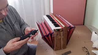 Dulcetina model harmonium Disassembling reassembling and a single reed repair [upl. by Neerihs]