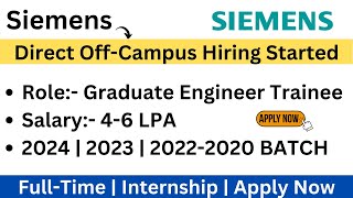 Siemens OffCampus Drive  20222020 BATCH  Internship for 2023  2024  Apply Now  Latest Jobs [upl. by Isyak]