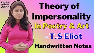 Theory Of Impersonal Poetry by TS Eliot  Theory of Impersonality by TS Eliot [upl. by Geneva]