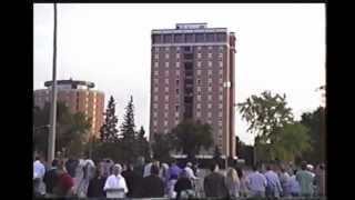 Planned Demolition Of John Neumaier Hall Implosion  Moorhead Minnesota Destroyed On 08AUG1999 [upl. by Varian]