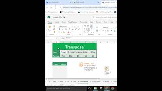 How to use Transpose Function in excel transpose trending postoftheday trips function [upl. by Otsenre]