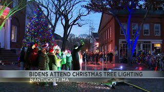 Bidens attend Christmas Tree Lighting in Nantucket MA [upl. by Maribeth75]