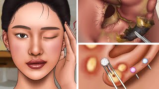 ASMR Care Animation Eye Stone Removal Salivary Gland Stones blackheads  Tata ASMR [upl. by Anaidiriv475]