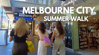 Melbourne City SUMMER Walk⎮Melbourne City Summer Walk ⎮Walking Tour [upl. by Mandle491]