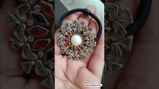 Beautiful kundan rubberband making shorts creative jewellery hairband diy making [upl. by Nylrak]