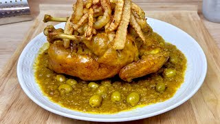 RECETTE RAMADAN 2024 🌙 LE POULET AUX OLIVES À LA MAROCAINE AVEC SA DARMIRA ET FRITES MAISON 🇲🇦 [upl. by Alael]