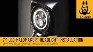 Harley 7quot LED Headlight Install from HOGWORKZ®Fits Touring Softail amp more [upl. by Germayne]