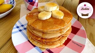 Receta de pancakes americanos de plátano con miel  Pancakes saludables [upl. by Kciredorb]