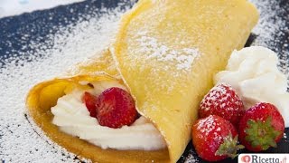 Crepes con panna e fragole  Ricettait [upl. by Natale]